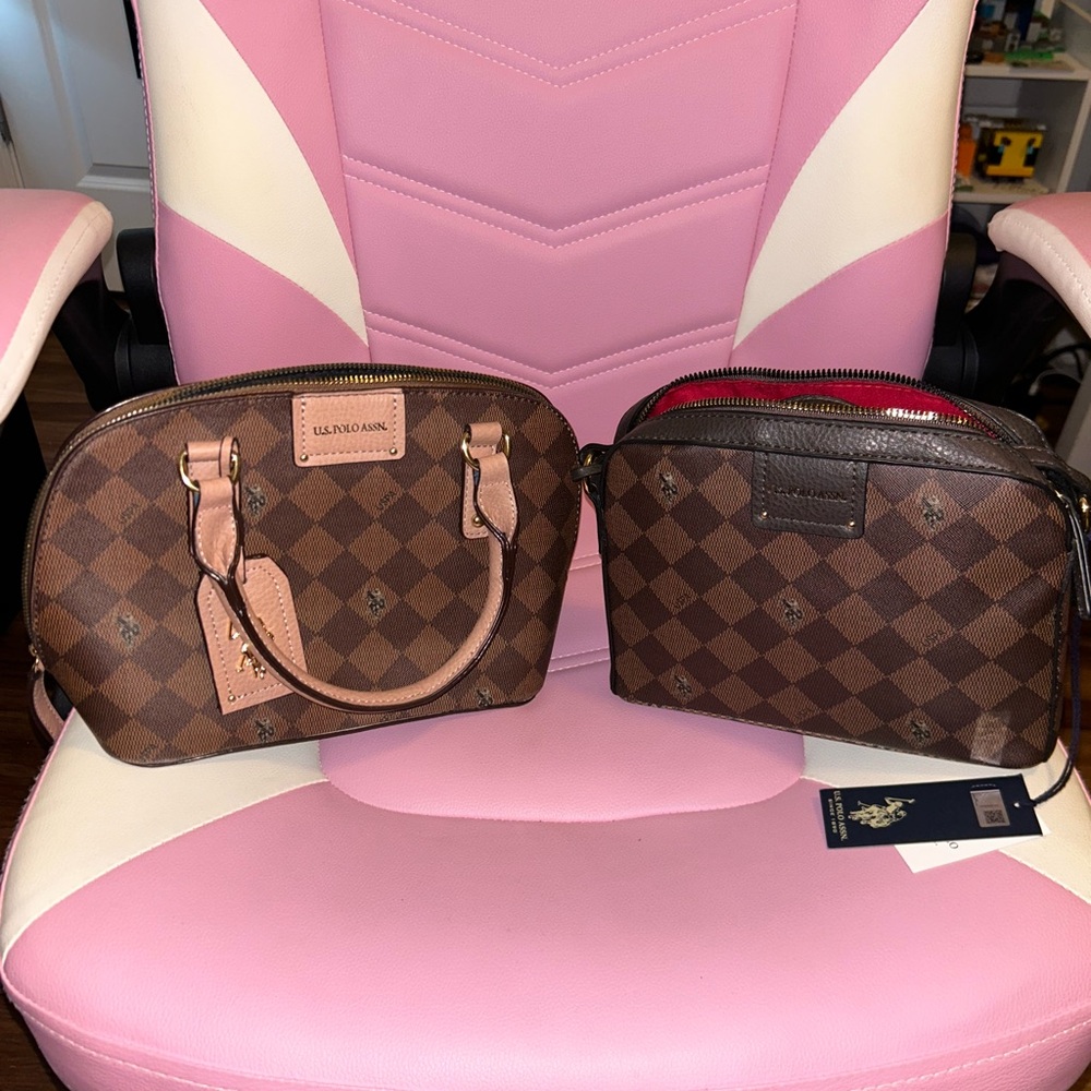 U.S. Polo Assn. Brown Checkered bags (2)